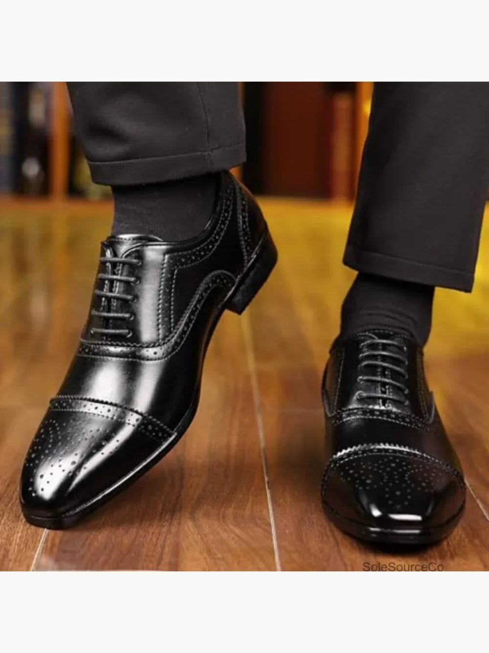 Men's Leather Lace Up Cap Toe Brogue Oxfords Dress Shoes Classic Business